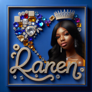 VCraft a 3-D image showcasing the name 'KAREN' in a luxurious go...