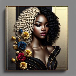 Create a vertical 3-D portrait of a light-skinned African-Americ...