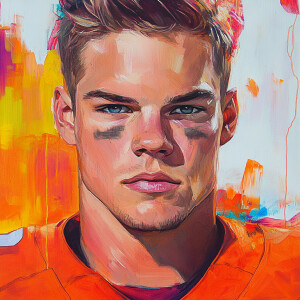 Commission an oil painting featuring a detailed football sports...