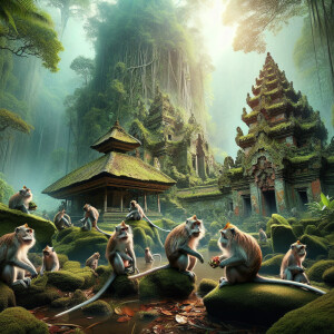 Create an image of the Sacred Monkey Forest Sanctuary in Ubud, B...