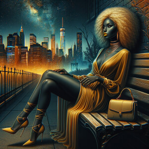 Airbrush Style: innner New York skyline landscape. A beautiful A...