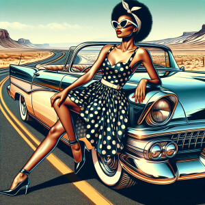 Craft an airbrushed depiction of a fashionable African American...