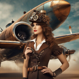 A woman with aeroplane