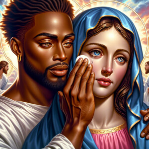 Ensure that the image distinctly represents both Jesus Christ an...