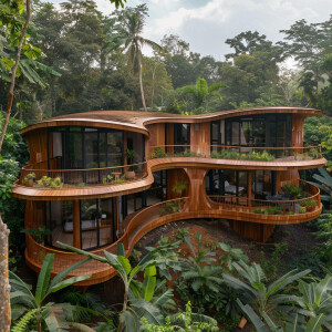 Top views of two Kerala sloproof  architecture homes in middle o...