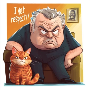 Cartoon style image; Rodney Dangerfield as a cat claiming “I get...