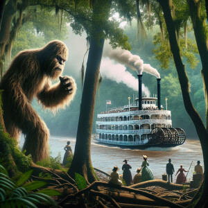A detailed image of a furry humanoid Sasquatch of considerable h...