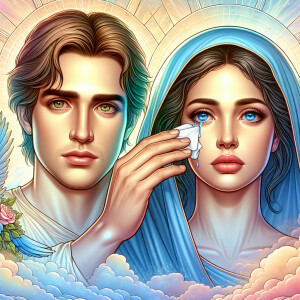 Ensure that the image distinctly represents both Jesus Christ an...