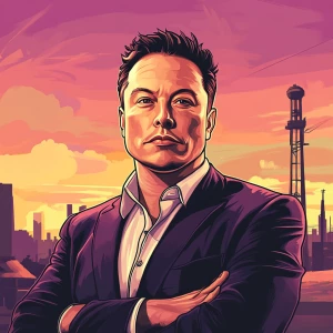 Elon Musk in GTA art style, , in the style of a Grand Theft Aut...