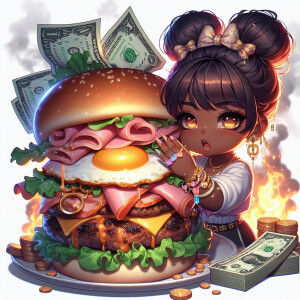 A high-quality African American melanin chibi-style exaggerated...