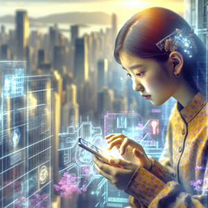 Create a photorealistic, cyberpunk-inspired image featuring a sw...