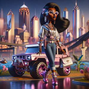 Dark skin  Betty Boop charter wearing bling glasses and bling je...