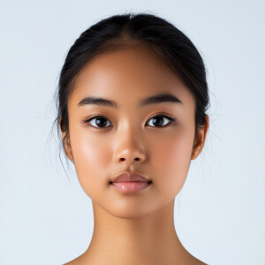 Create a portrait of a 21-year-old Singaporean-African American...