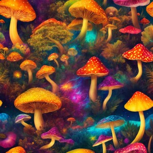 Mushrooms, beautiful landscape, smooth, intricate, elegant, digi...