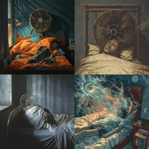 Una cama que tiene encima una persona acalorada que tiene enfren...