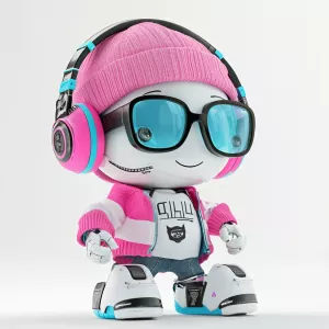 ChillGuy, cute, a playful and inventive robot character wearing...
