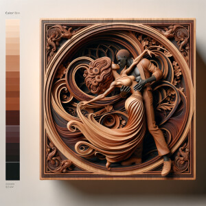 3d wood and porcelain sculpture of an Afrocentric woman with a m...