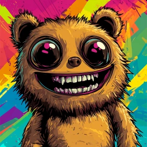 Stylized character  portrait of a mischievous designer toy creat...