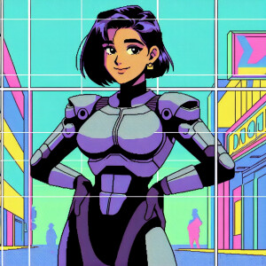 1990s anime screencap, girl a plugsuit, standing with hands on h...