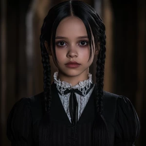 Create an image of Jenna Ortega portraying the 21 year old  char...