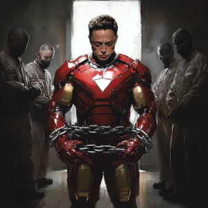 Elon Musk as Iron Man with Christmas style. Robert Brooks, a bla...