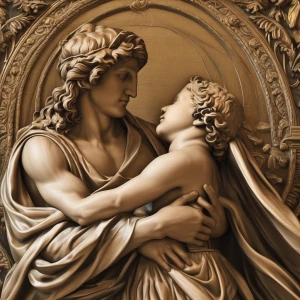 A Renaissance-style portrait depicting the scene of the Creation...