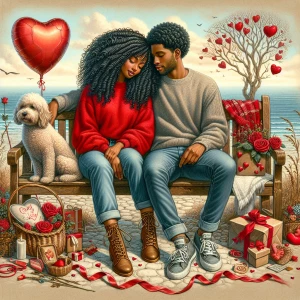 A 4K detailed romantic digital airbrush scene with an Afro Latin...