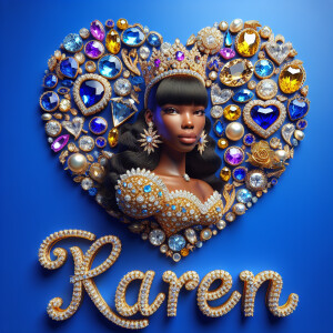 VCraft a 3-D image showcasing the name 'KAREN' in a luxurious go...