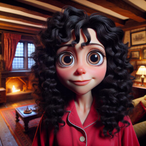 Betty boop character hyper realistic she’s wearing red pajamas i...