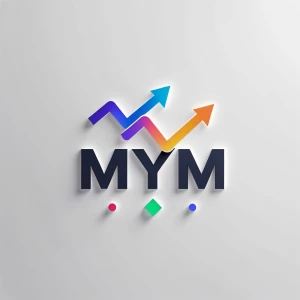Design a minimalist, modern logo for 'MYM' that represents innov...