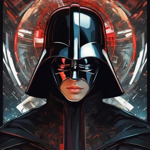 "Create a digital artwork featuring a young person whose face is...