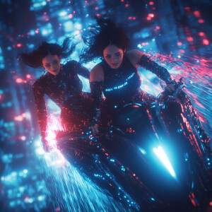 Create a vivid and intricate cinematic scene featuring two femal...