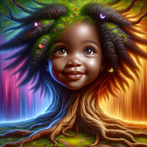 Create a hyper-realistic 3-D oil painting of a tree with a fulle...