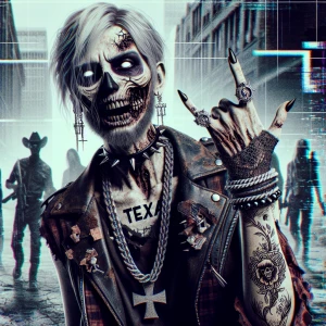 real to life,side profile image of a female grunge  zombie in a...