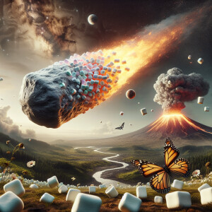 Marshmallow meteor, butterfly, volcano, resolution,ultra-detaile...