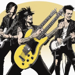 A punk band. With a blonde shorthaired white guy wearing all bla...