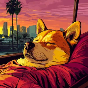 sleeping meme DOGE in GTA style