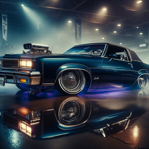 Midnight blue 1984 Cutlass Supreme transformed into a lowrider w...