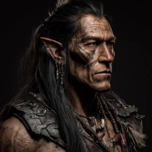 55 year old Native American man with pointy elf ears that is 6’0...