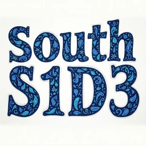 "Visualize 'SouthS1D3' in large, bold letters, each character me...