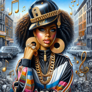 Create a glossy oil painting-style illustration of an African Am...