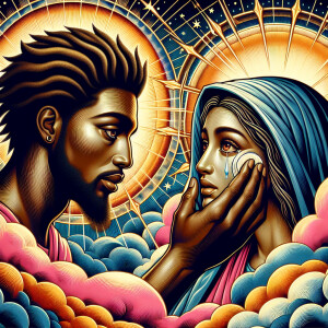 Ensure that the image distinctly represents both Jesus Christ an...