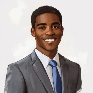 Create a portrait of a 24-year-old African American man with a v...