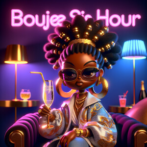 .A chibi-style hyper realistic pop art Jamaican goddess oversize...