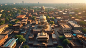 a top view of indian semi urban southern state,animation