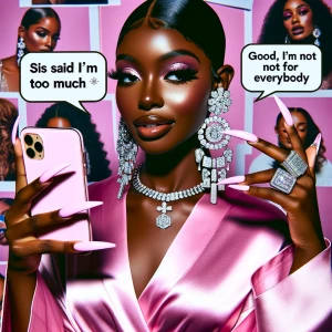 Create an image of an African American woman embodying the glamo...