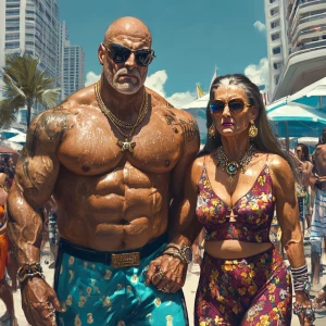 Photorealism,a muscular beefy criminal man walking with his swea...