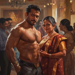 PhotoRealism,a man muscular beefy ,sweaty criminal,talking and c...