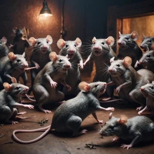 rat fight. anthropomorphic rats at a gang fight. Crimecore
