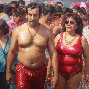 Hyperrealism,sharp painting,a muscular beefy kashmiri man walkin...